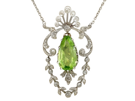 Antique Belle Epoque 2.28ct Peridot and 0.52ct Dia