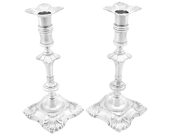 Irish Sterling Silver Candlesticks - Antique Circa 1750