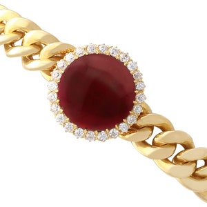 9.92 ct Garnet and 1.07 ct Diamond, 14 ct Yellow Gold Bracelet - Antique Circa 1890