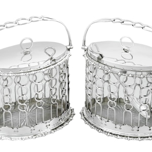 Cestini per conserve in argento sterling e vetro - Antichi edoardiani