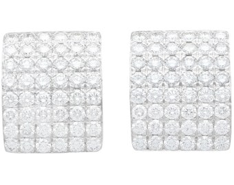 4.42 ct Diamond and 18 ct White Gold Stud Earrings - Vintage French Circa 1980