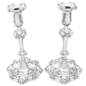 Sterling Silver Candlesticks by Robert Garrard II - Antique George IV (1829)
