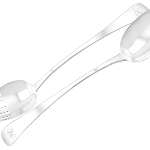 Sterling Silver Old English Pattern Salad Servers - Antique George IV
