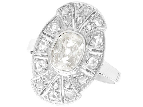 white gold diamond dress ring 1.79 Ct Diamond and 15ct White Gold Dress Ring - Antique Circa 1930