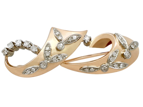 Vintage 1940s 0.45ct Diamond and 18k Yellow Gold B
