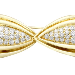 Vintage 1.68ct Diamond and 18k Yellow Gold Bow Brooch