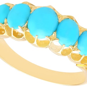 Antique Five Stone 1.95ct Turquoise Ring 18ct Yellow Gold Circa 1880