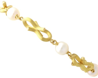 Vintage armband met gekweekte parel in 18k geelgoud, circa 1990