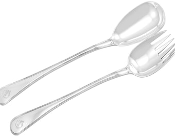 Cubiertos para ensalada victorianos de plata esterlina con patrón de hilo inglés antiguo