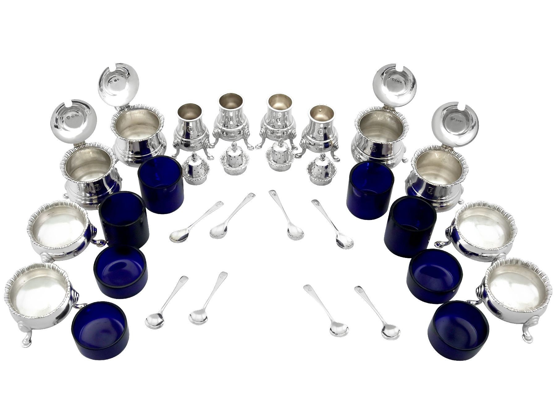 アンティークスターリングシルバー調味料入れセット アンティークスターリングシルバー調味料入れセット