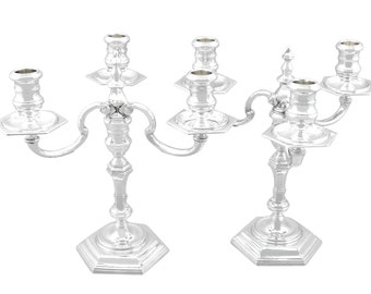 Sterling Silver Three Light Candelabra - Vintage Elizabeth II (1959)