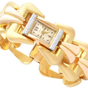 Vintage Swiss 0.25ct Diamond and 18k Yellow, Rose and White Gold Ladies Watch