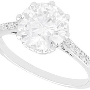 2.08ct Diamond and Platinum Solitaire Engagement Ring - Antique Circa 1935