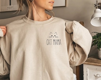 Cat Mom Sweatshirt -Cat Mom Crewneck - Gift for Cat Mom - Cat Mama Sweatshirt Crewneck - Gift Idea for Cat Lover - Cat Lover Crewneck