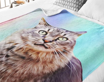 Custom Cat Blanket - Cat Blanket - Made from your Photo - Cat Lover Gifts - Cat Mom Gift - Pet Lover Gifts - Personalized Cat Blanket