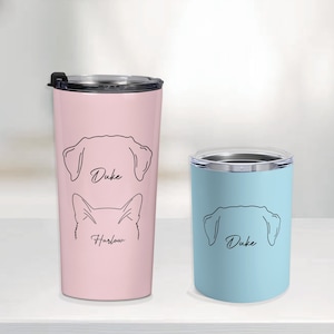 Vaso de mamá de perro- Taza de vaso de perro personalizada - Regalo de amante de perros - Vaso de fotos de mascotas - Taza de contorno de oreja de perro