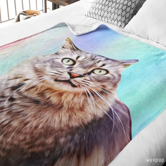 Custom Cat Blanket Cat Blanket Made From Your Photo Cat Etsy