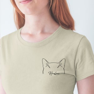 Custom Cat Shirt Pet Ears Outline Shirt Cat Ears with Name Personalized Dog Ears Outline Shirt Custom Cat Sketch T Shirt  Custom Dog Shirt
