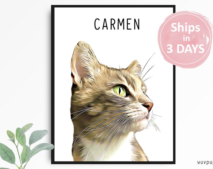 Custom Cat Portrait - Personalized Pet Portrait - Cat Portrait Cat Memorial Gift - Custom Cat Painting - Cat Mom Gift Pet Loss Gift