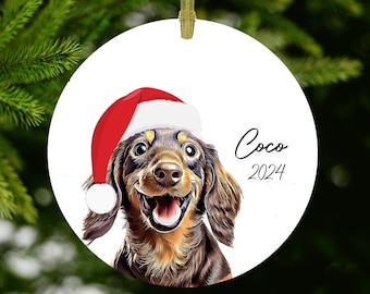 Custom Dog Ornament Made from Photo, Dog Ornament Personalized, Gift for Dog Mom, Pet with Santa Hat, Custom Pet Christmas Ornament