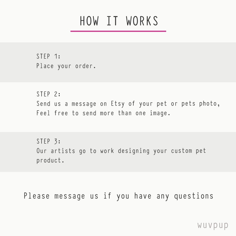 May include: How it works: Place your order, send a message on Etsy with your pet's photo, and our artists will design a custom pet product. Please message us if you have any questions.