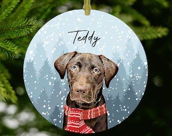 Custom Dog Ornament Made from Photo, Dog Ornament Personalized Scarf, Gift for Dog Mom, Pet Portrait Ornament, Custom Cat Christmas Ornament