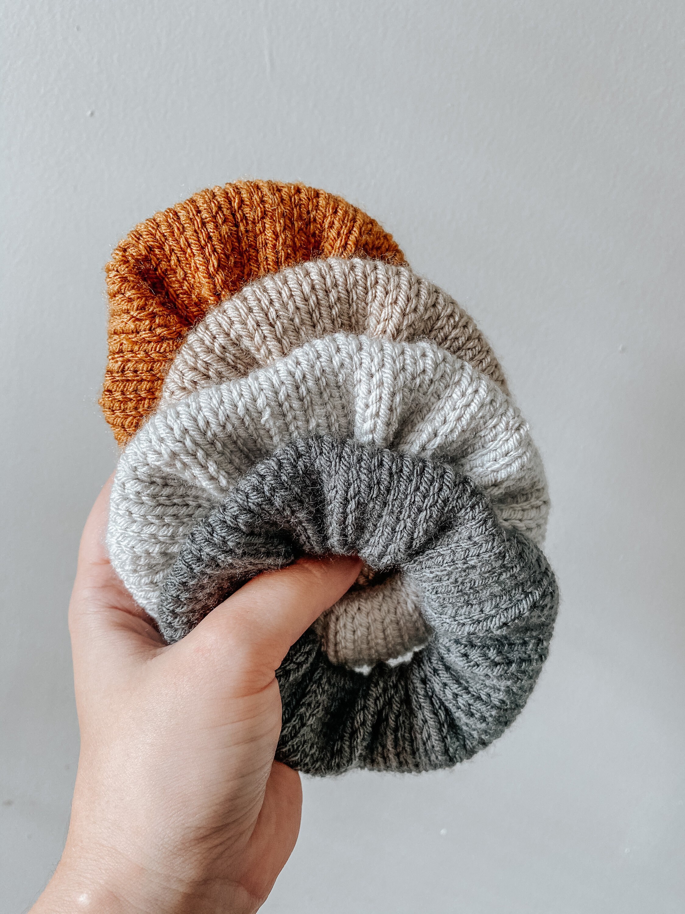 Basic Knit Scrunchie Set Neutral 4 Pack Etsy