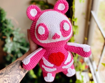 Skeleton Teddy Bear - (Mid Pink) Valentine's Day/Valentine's/valentine/gift for her/valentine's gift for her/Valentine's Day gift