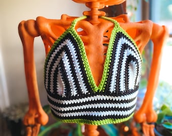 Beetlejuice Crochet Bralette/Top - (S/M)
