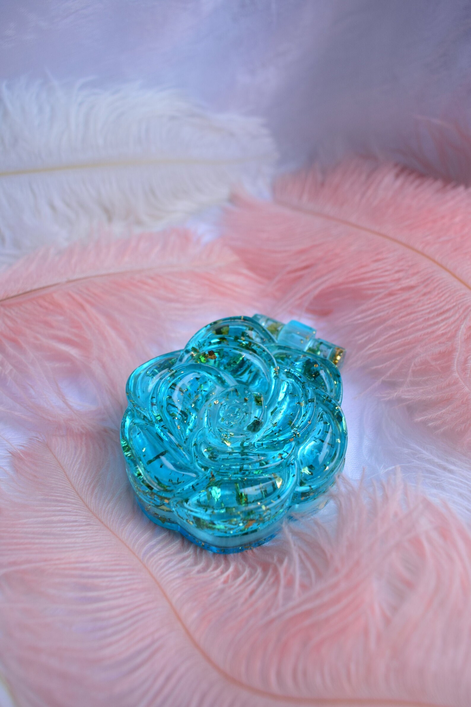 Flower hand Mirror Resin pocket mirror Mint Quartz Blue Etsy