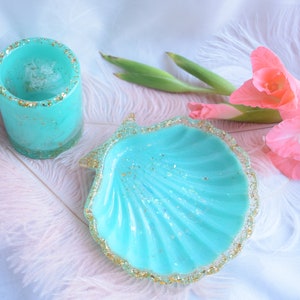 Menthe or Ensemble de salle de bain Porte-savon Brosse à dents en verre porte-savon d’art moderne résine pendaison de crémaillère cadeau accessoires de salle de bain décor frais turquoise