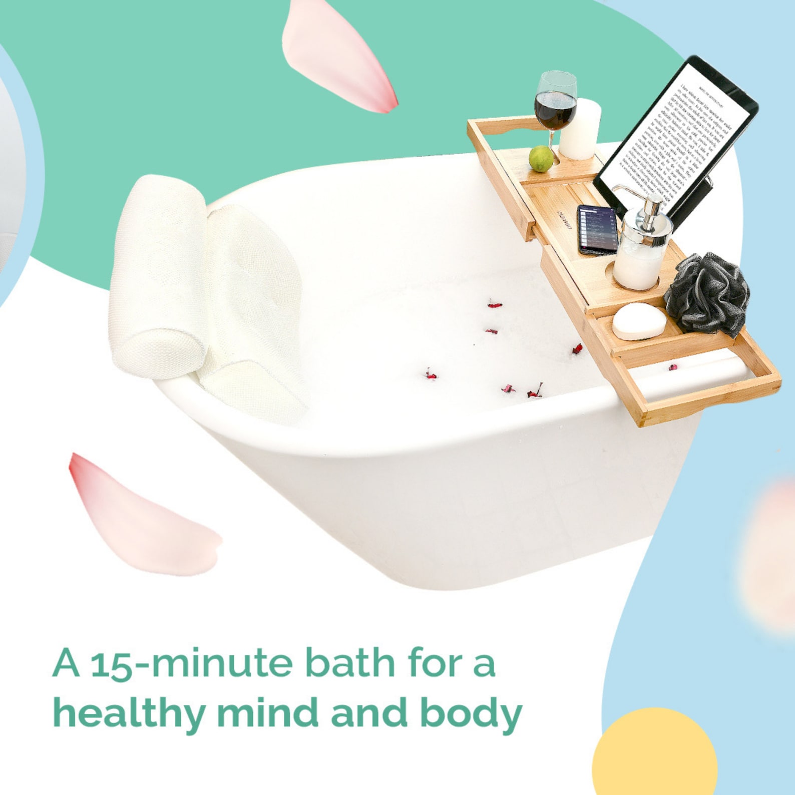 Bubble Bath Pillow for Tub With 6 Suction Cups: at Home Spa Bathtub ...