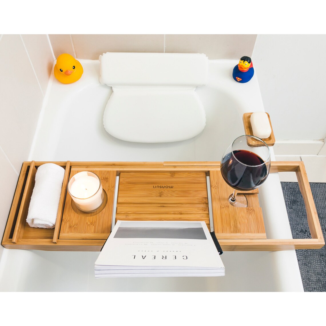 Bath Pillow and Bathtub Tray Caddy Bubble Bath Accessories & Etsy