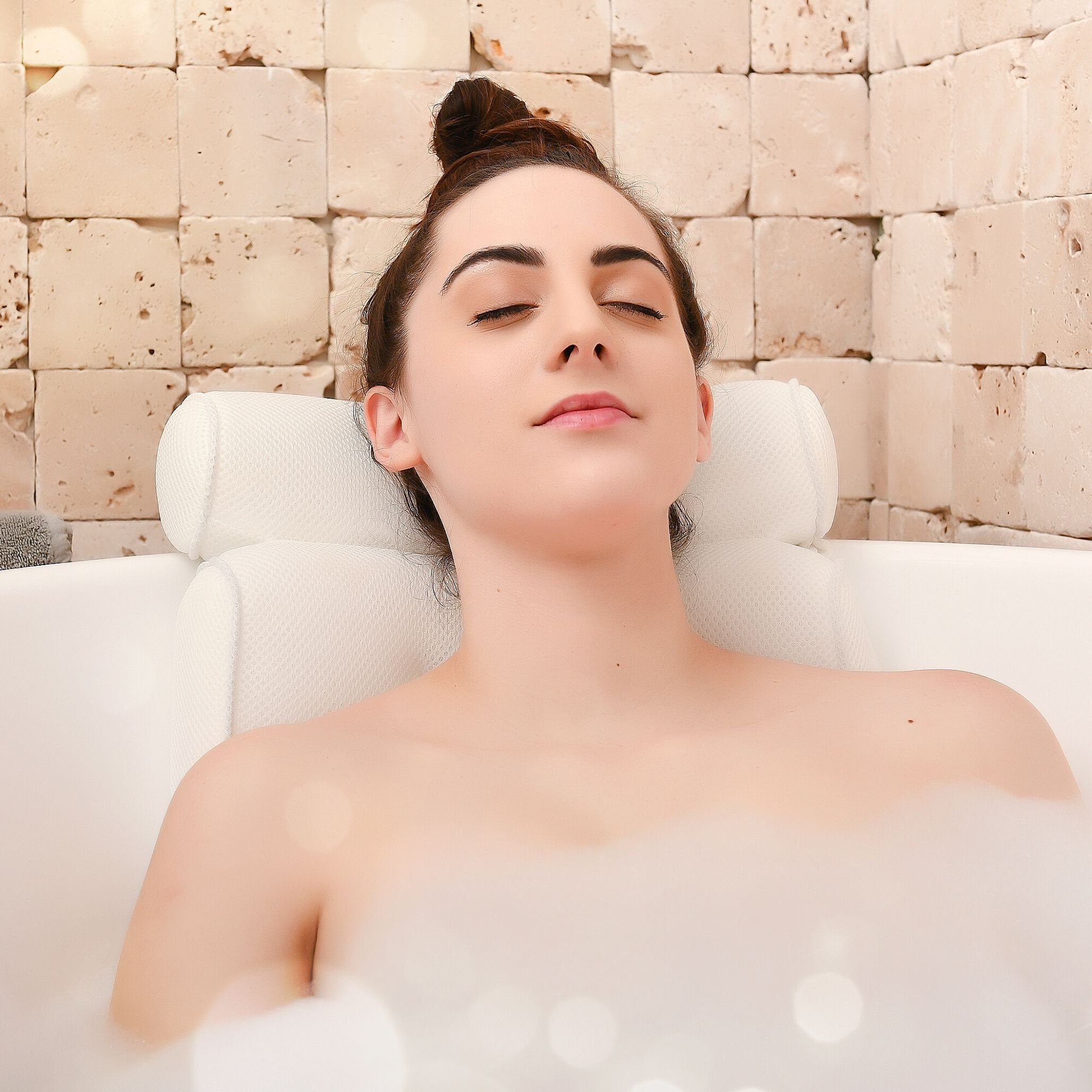 Bubble Bath Pillow for Tub With 6 Suction Cups: at Home Spa Bathtub ...