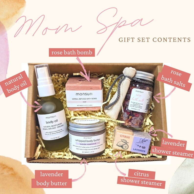 Self Care Gift Basket for Mom: New Mommy Care Package Pampering Gift Set with Bath Accessories and Natural Skincare Products. image 3