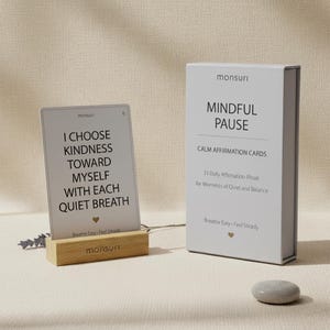Mindful Affirmation Cards for Calm Moments, 31 Daily Affirmation Cards with a 30-Second Ritual, Thinking of You Gift
