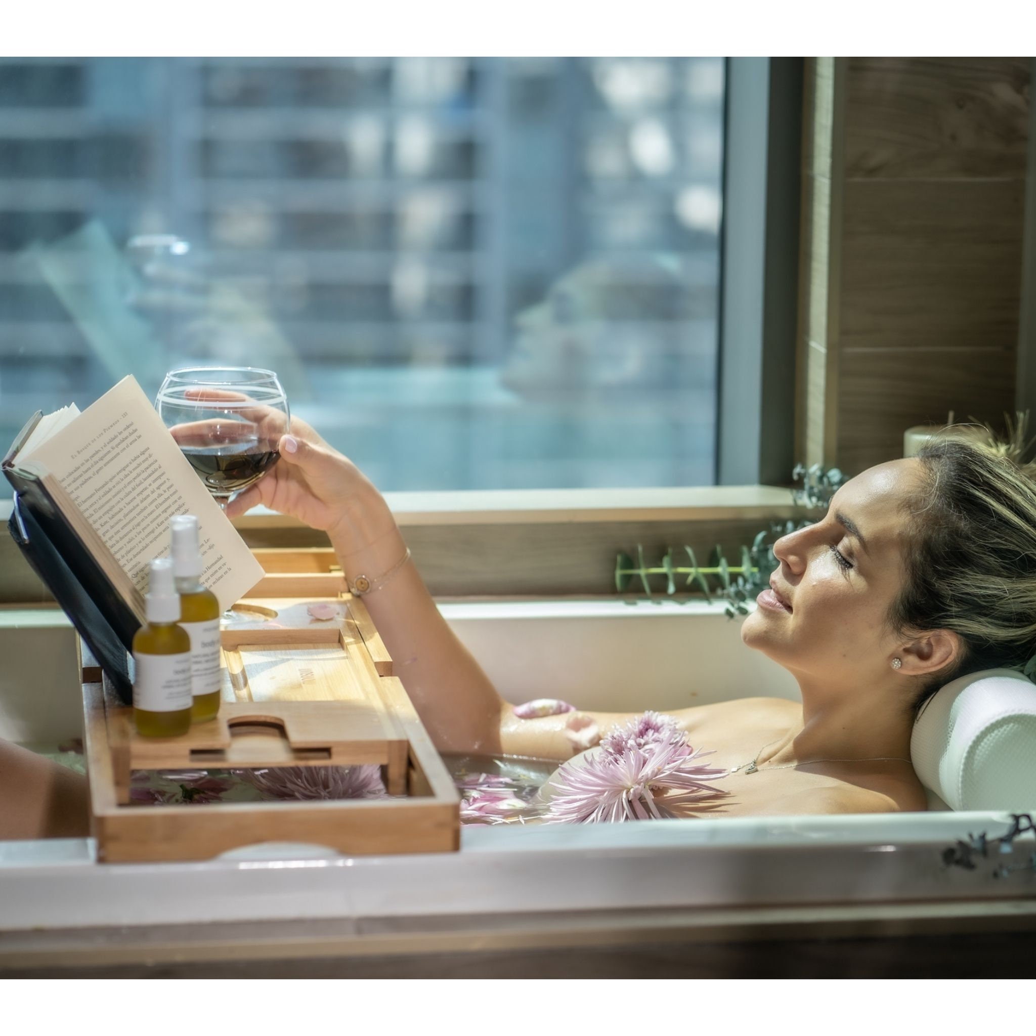 Luxurious Bath Gifts for Women: Bath Pillow and Bathtub Tray Caddy for ...