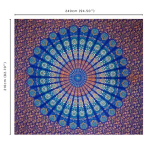 Handcrafted Blue & Gold Indian Mandala Wall Tapestry - Ideal for Yoga ...