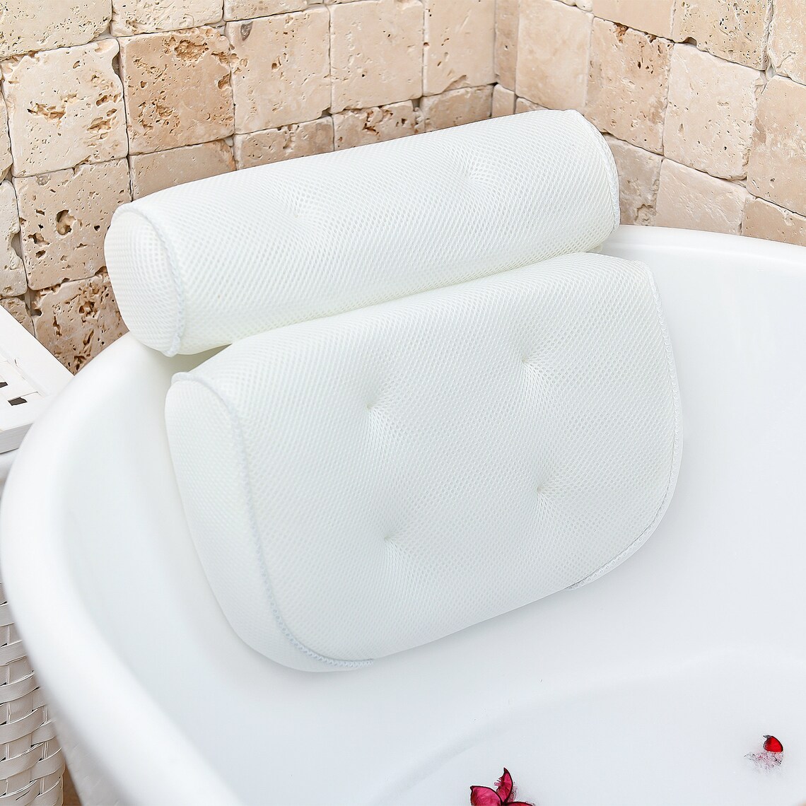 Bubble Bath Pillow for Tub With 6 Suction Cups: at Home Spa Bathtub ...