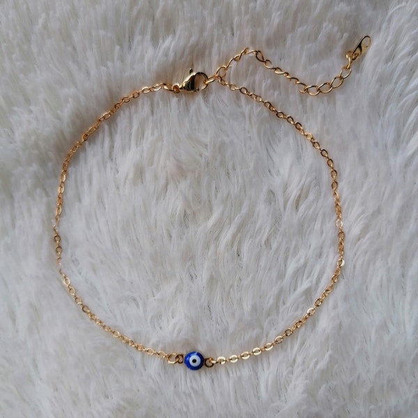 Anklet chain bracelet golden chains Stainless steel gold color protection blue eye Greek matiasma nazar boncuk Turkish