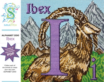 Alphabet Zoo - DIY Instant Digital Download PDF Chart - Cross-Stitch - Ibex
