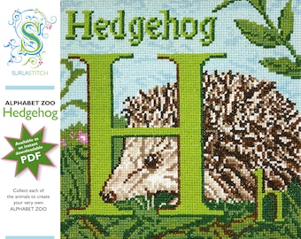 Alphabet Zoo - DIY Instant Digital Download PDF Chart - Cross-Stitch - Hedgehog