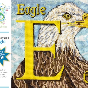 Alphabet Zoo - DIY Sofortiger digitaler Download PDF-Diagramm - Kreuzstich - Adler