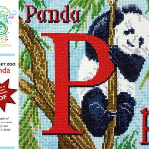 Alphabet Zoo - DIY Instant Digital Download PDF Chart - Cross-Stitch - Panda
