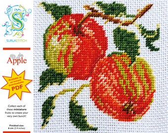 Small Fruit - DIY Instant Digital Download PDF Chart - Petit-Point - Apples