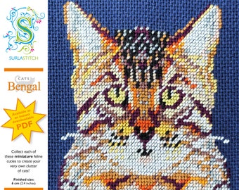 Small Cats - DIY Instant Digital Download PDF Chart - Petit-Point - Bengal