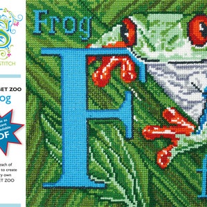 Alphabet Zoo - DIY Sofortiger digitaler Download PDF-Diagramm - Kreuzstich - Frosch