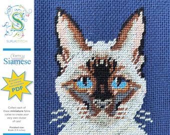 Small Cats - DIY Instant Digital Download PDF Chart - Petit-Point - Siamese