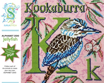 Alphabet Zoo - DIY Instant Digital Download PDF Chart - Cross-Stitch - Kookaburra