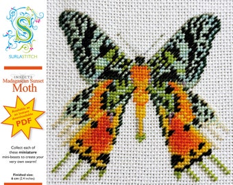 Small Insects - DIY Instant Digital Download PDF Chart - Petit-Point - Sunset Moth